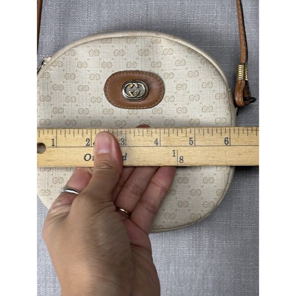 Vintage Gucci GG Supreme Monogram Crossbody Bag Leather Trim Italy Authentic - Picture 9 of 11